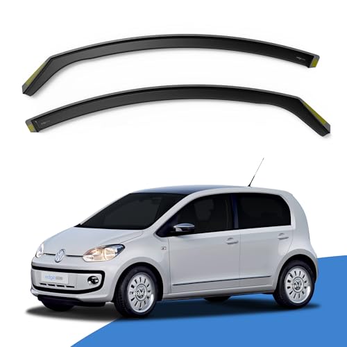 EdgeVisors Wind Deflectors | Fits: VW Up MK1 (2012-2019) 5 Door Hatchback 2pc Set | In-Channel Rain Guards for Wind, Rain & Sun Protection, Easy Installation - Tinted