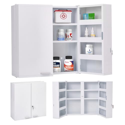 Mount Brook Large Locking Medicine Cabinet Wall Mounted - Metal