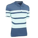 adidas Golf Men's Ultimate Engineered Stripe Polo, Medium, Tech Ink F16/Clear Mint F18/White