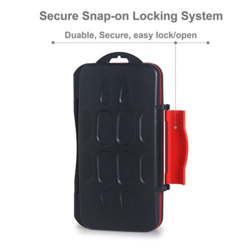 Skoloo SD Card Case, Waterproof Memory Card Holder, 12 SD Card Cases Storage + 12 Micro SD Card Holder for SDHC SDXC TF Card, 1 Pack Red
