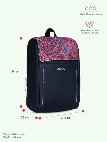 Image of ZOUK Olina Daypack for Women - Convertible Backpack with Laptop & iPad Compartments | Stylish Handcrafted Office & Travel Bag with Water-Resistant Lining & Dual Straps |