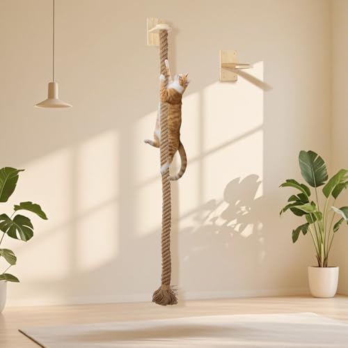 Rascador para gato montado en pared con cuerda resistente miniatura 2