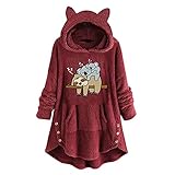 Chaqueta de punto de manga larga para mujer, cárdigan con capucha de Navidad, abrigo con cuello de pico, cuello de pico, sudadera informal multicolor para exteriores, jersey de punto suelto, para festivales o carnavales, sudadera de punto con cuello alto, parte superior a cuadros cálidos para invierno