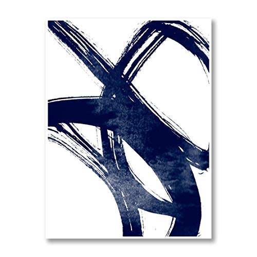 Impression aquarelle abstraite bleu marine decoration murale salon - 3