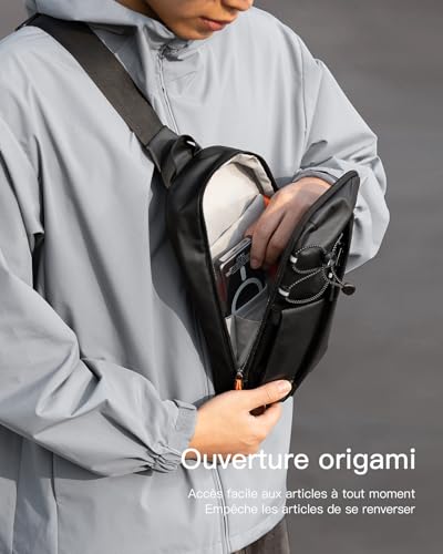 Inateck Sling Bag X-Row Sac Banane Ville 3.7L avec Poche RFID, Noir – vue 5