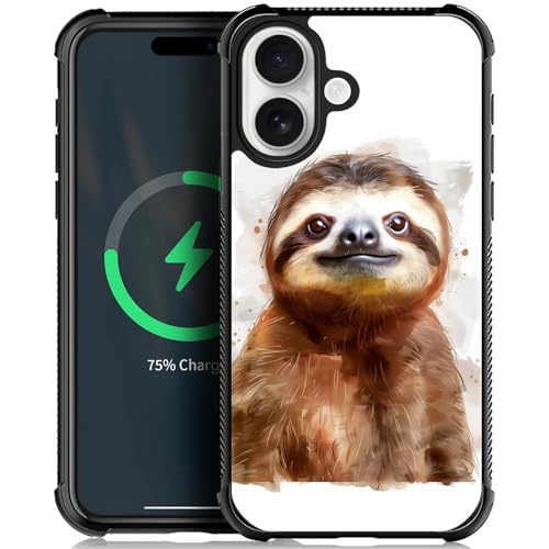 Goodsprout Compatible with iPhone 17 Case,for MagSafe Amazing Pattern Design Shockproof Anti-Scratch Hard PC Back Case for iPhone 17 Cute Sloth Ink Splash