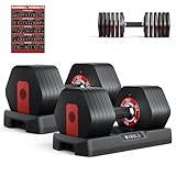 Mikolo Hex Cageless Adjustable Dumbbells Set of 2, 26.5LB Pair 6-in-1 Space-Saving Adjustable Dumbbell Set for Home Gym Strength Training