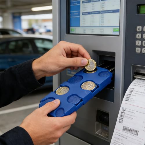 Münzen Aufbewahrung, Münzbox, Kleingeld Aufbewahrung, Euro Münzhalter Münzsortierer Münzsammler Münzbox für Auto,Taxi, 8 Fächer von 2 Euro bis 1 Cent, Münzspender Sortierer in Blau