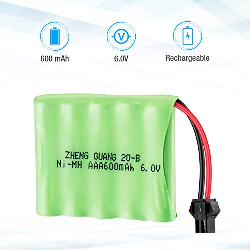 [Special Battery] Powerextra 6.0V 600Mah Rechargeable Ni-Mh Battery With Usb Charger Cable Only For Powerextra Rc Stunt Car - Blue Red Green Monster #TOP1