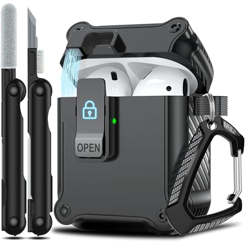 Image of RFUNGUANGO AirPods 2 Case with Lock Magnetic Lid, Black