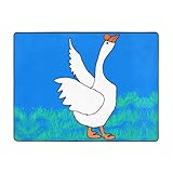 Matériaux de haute qualité : nos tapis de sol antidérapants en flanelle imprimée d'oie blanche déployée sont fabriqués en tissu de flanelle avec une couche intermédiaire en mousse à mémoire de forme haute densité qui est lisse et moelleuse, soulageant efficacement la pression sur les pieds.