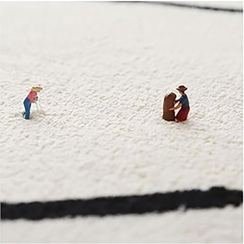 Tapis moderne en laine douce lavable beige 100 x 200 cm