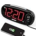 HOUSBAY Digital Alarm Clock with Dual USB Charger, No Frills Simple Settings, Easy Snooze, 6.5" Big LED Alarm Clocks for Bedrooms with Dimmer, Outlets Powered