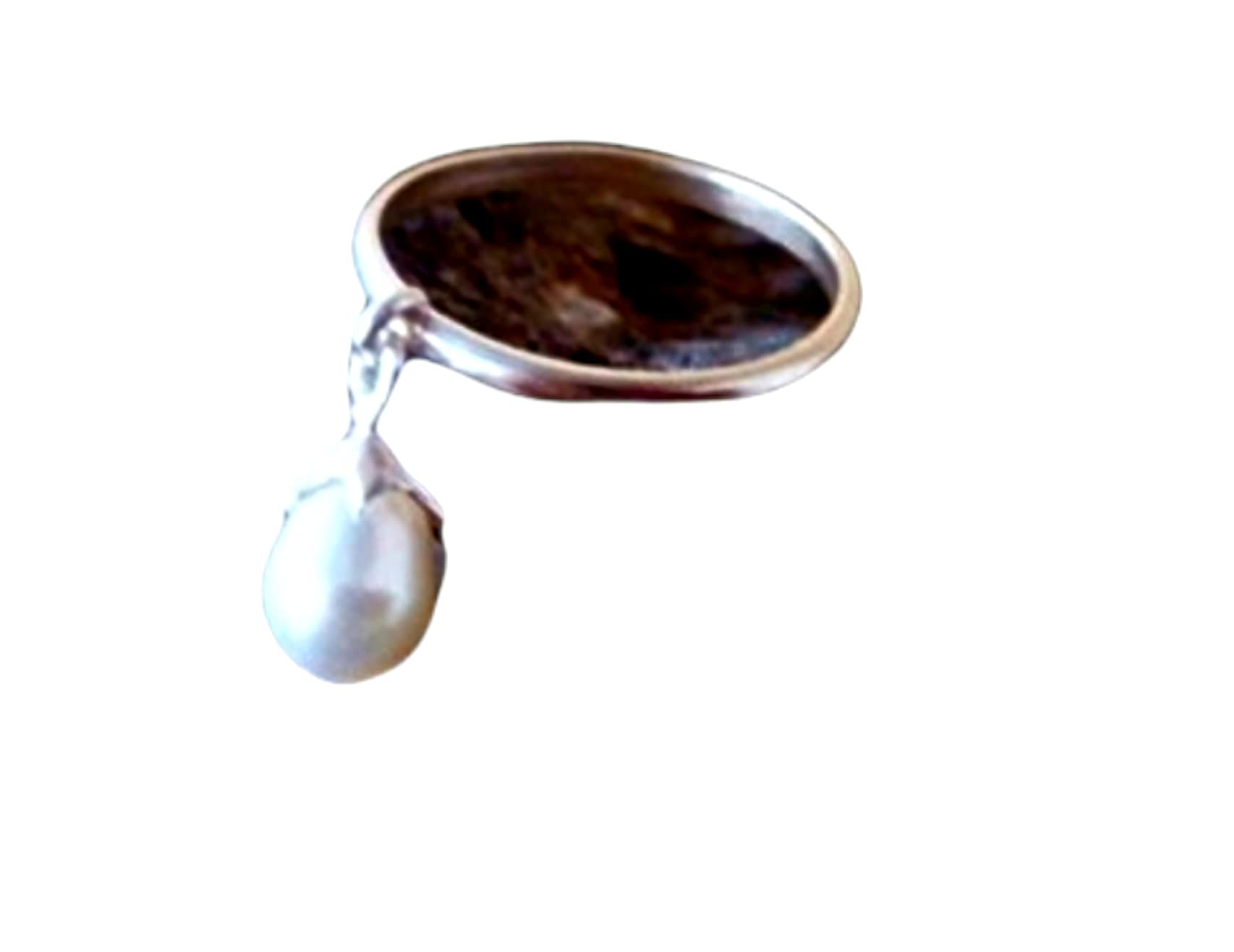 White pearl ring-sterling silver ring-teardrop ring-dangle ring-Charm  ring-delicate ring-simple ring-stackable ring-stack ring