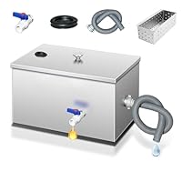 Kommerzieller Fettabscheider, 25L Edelstahl Öl Wasser Separator mit 1 Top Einlässe, Fettabscheider Ölabscheider für Restaurant Küche Zuhause 40X25X25cm