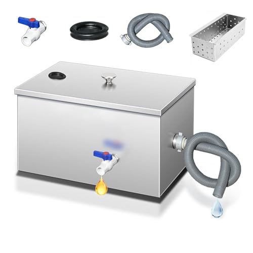 Séparateur de graisse commercial 25 L, séparateur de filtre à eau et d'huile pour évier de cuisine à domicile, restaurant, cantine