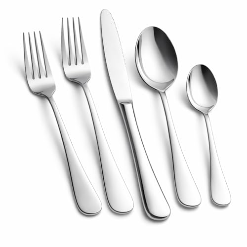 Silverware Set for 8, Stainless Steel Flatware Cutlery Set for 8, Mirror Polished, Dishwasher Safe, Tableware Set for Home, Kitchen, Wedding, Party