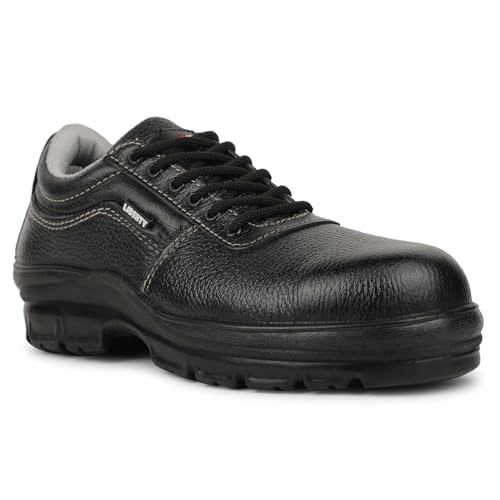 Liberty Freedom ROUGHTR-CL Lacing Safety Shoes for Men with Leather Upper | PU Sole | Padded Foam Insole| Anti-Skid | Shock Absorber | Water Resistance | Comfortable for All Weather (Black - 11)