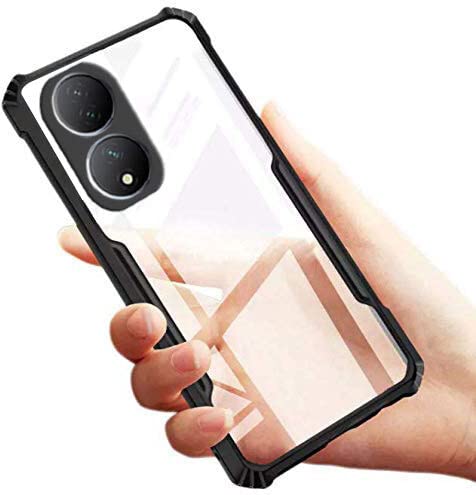 Image of A rtistque Clear Hard Transparent Acrylic Armor Anti-Drop Shockproof TPU Edge Back Cover Case for Vivo Y100 - Black