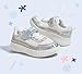 LUCKY STEP Children/Kids/Boys/Girl Glitter Comfort Casual School Low Top Sneaker Strap Athletic Tennis Running Shoes (White Glitter,Little Kids 13)