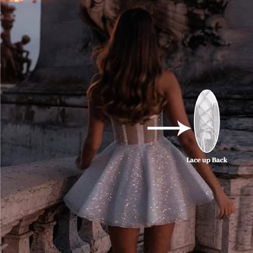 Sparky Glitter Sequins Homecoming Dress for Teens Sweetheart Sleevless Short Prom Dresses SED01122
