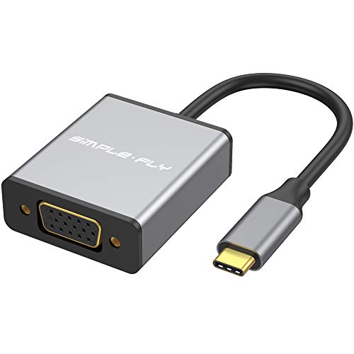 USB C to VGA Adapte, USB C(Type C) to VGA Adapter Cable for MacBook Pro 2018/2017, iPad Pro/MacBook Air 2018, Samsung Galaxy S9/S8, Surface Go and More Newest Updated Version (Space Gray)
