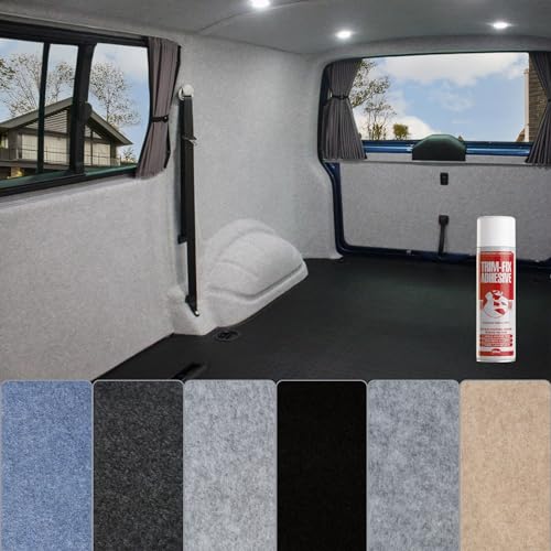 Tuda Carpets | 4 Way Stretch Van Lining Carpet + 1 Trim Fix Glue Adhesive | 6 Colours/Various Lengths - 2m W x 1m L (6ft6 x 3ft3) Anthracite Grey