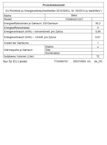 Beko FSM69301SXT Freistehender Herd, Multifunktionsofen mit Induktionskochfeld, 72 l Garraum-Volumen, 4 Kochzonen, 8 Heizarten, SteamAdd Dampffunktion, Multifunktionsdisplay, 1-fach Teleskopauszug