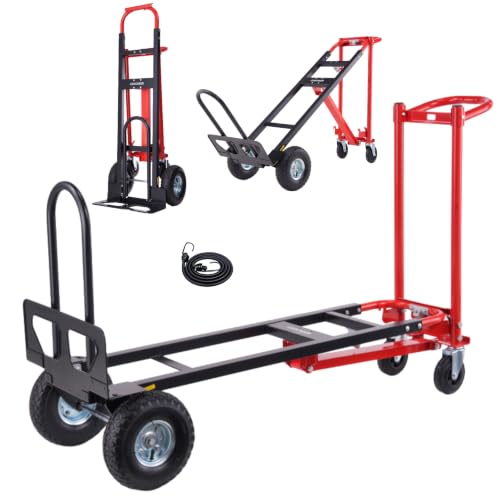 Image of 4 in 1 Hand Truck Dolly, 1000Lb Heavy Duty Convertible Folding Hand Truck Dolly Cart with Wheels 10 inch All-Terrain Tires, Hand Cart for Moving /Warehouse /Outdoor /Logistics /Shopping /Home /Office