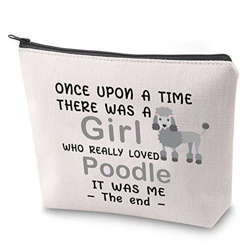 ZJXHPO Poodle Mom Lover Cosmetic Bag Gift There Was A Who Really Loved Poodle Owner Makeup Bag With Zipper Poodle Mama Gift (Once Poodle)