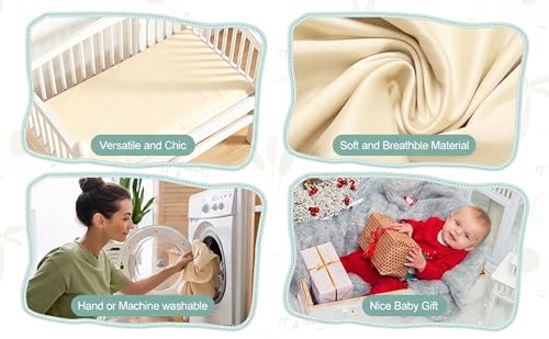 Image of 4 Pack Stretchy Bassinet Sheets 20 inch x 35 inch Compatible with Newton, Ezebaby, Angelbliss, AMKE(3 in 1) & Other Large Bedside Sleeper - Soft Breathable Fitted Bassinet Sheets - Light Floral Yellow