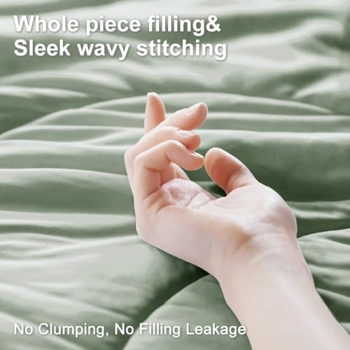 Image of MEELUS Lightweight Comforter Cooling Sage Green, All Season Duvet Insert