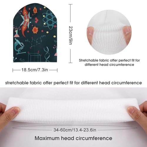 Science Pattern Kids Beanie Hat for for Girls Boys Children Cap Winter Knitted Chemo Cancer Headwear Accessories Gifts Decoration Black2