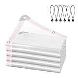 Haikawi 防水透明シート(2x3m,6本弾性縄付き) ベランダ 園芸 雨よけ 植物 屋外 透明 防水 ビニールシート