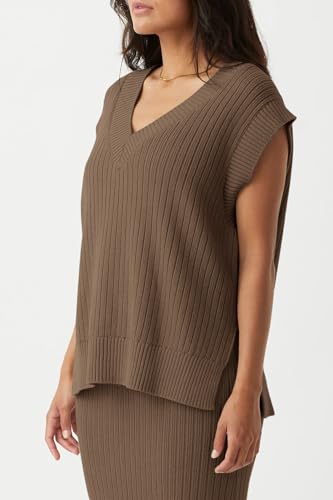 Image of Saodimallsu Womens V Neck Sweater Vest Oversized Ribbed Knit Sleeveless Casual Loose Fit Pullover Tank Top