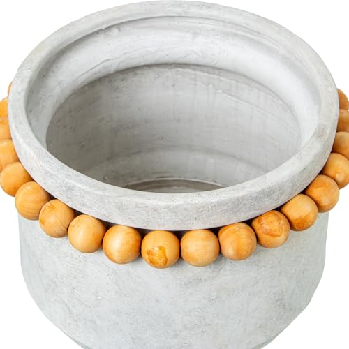 Vase en céramique gris ø30cm haut de gamme aux détails de bois précieux