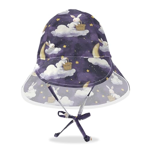 Purple Clouds Rabbits Moon Infant Toddler & Kids Beach Hat Baby Boys Beach Caps Toddler Girl Sun Protection Wide Brim Traveling Camping