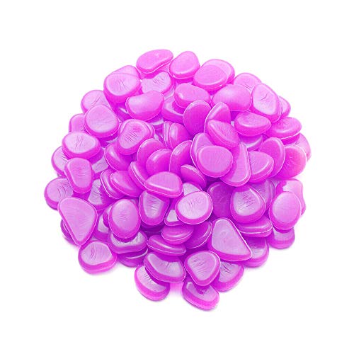 Mdurian 100 Piezas Púrpura Piedras Luminosas Brillante Roca Stone Fluorescente Piedras Guijarros Brillan en la Oscuridad para hogar jardín Pasarela Acuario Decorativas Cover