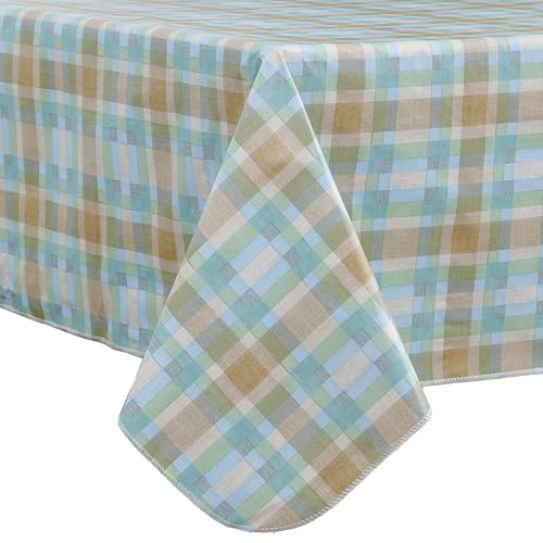 Image of Walrus Heavy Duty Vinyl Tablecloth with Flannel Backing Waterproof Oil-Proof Plastic Table Cloth Stain-Resistant Wipeable Table Cover for Indoor and Outdoor (Multicolored Checkered,60x84 Inch)
