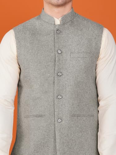 Image of Vastraa Fusion Men's Pure Wool Export-Quality Indian Traditional Nehru Jacket /Woolen Jacket For Men