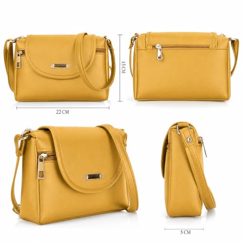 Image of J I ACCESSORIES Women's Stylish Crossbody Sling Bag - Elegant PU Leather Small Shoulder Purse with Adjustable Strap - Casual & Travel Handbag