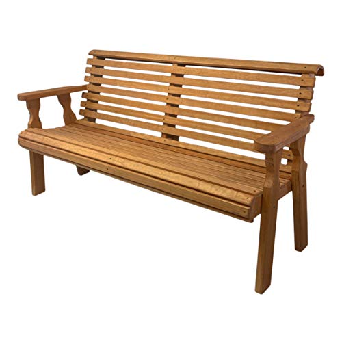 Amish Outlet Store Heavy Duty 800 Lb Roll Back Pressure Treated Garden Bench (5 Foot, Cedar Stain) #TOP1