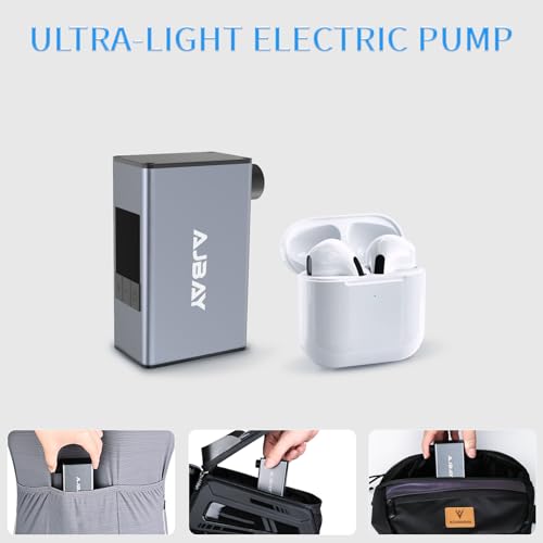 AJBAY Mini bomba elétrica para bicicleta com medidor de pressão - Bomba portátil de pneu de biciclet