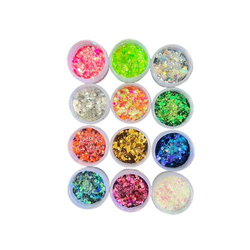 Rêvées Clive Multi Purpose Glitter Powder & Glitter Powder Sequins for Arts Crafts Epoxy Tumblers Decoration Weddings Cards Flowers Crapbooking Best Gifts for Womens & Girls (Set of 12 Colors)-image-38