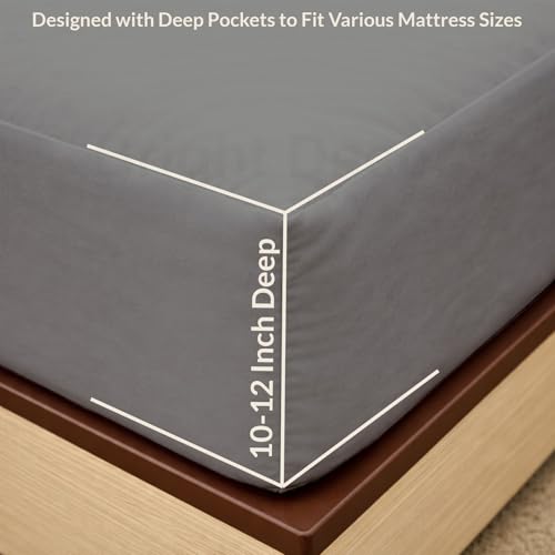 Image of 100% Waterproof Mattress Protector Queen Size Bed 78x60 Inch, Non Woven Fabric Fitted Mattress Cover with Elastic, Waterproof Bed Protector, Hypoallergenic, 10 Inch Deep Pocket - Dark Grey