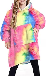 Adisputent Kids Blanket Hoodie Oversized Snuggle Fluffy Sweatshirt Fleece Blanket with Giant Pocket Soft Warm Cozy Sherpa Hoodie Wearable Blanket for Teens Girls Boys