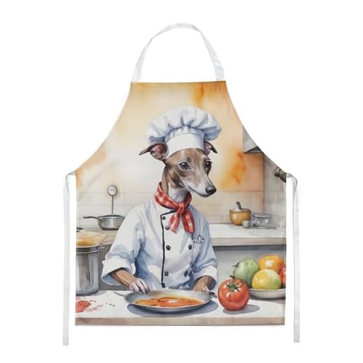 Caroline's Treasures Italian Greyhound The Chef Apron Cooking Kitchen Server Baking Crafts Gardening for Adult Women Men, Unisex, Large, Multicolor