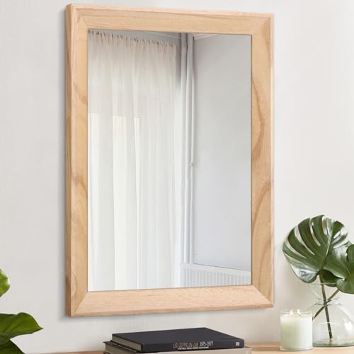 AAZZKANG Espejos rústicos para pared rectangular con marco de madera, espejo grande de 70 x 50 cm, espejo decorativo para dormitorio y baño