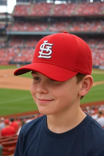Gorra deportiva ajustable roja y blanca para niños miniatura 3