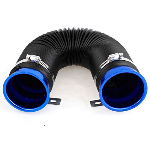 sourcing map 80mm diamètre entre admission air froid Voiture Tuyau Flexible Kit flexible bleu noir
